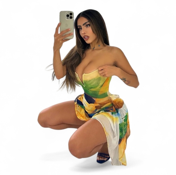 Fashion Nova Staying Out Multi Color Mesh Mini Dress - Picture 2 of 15
